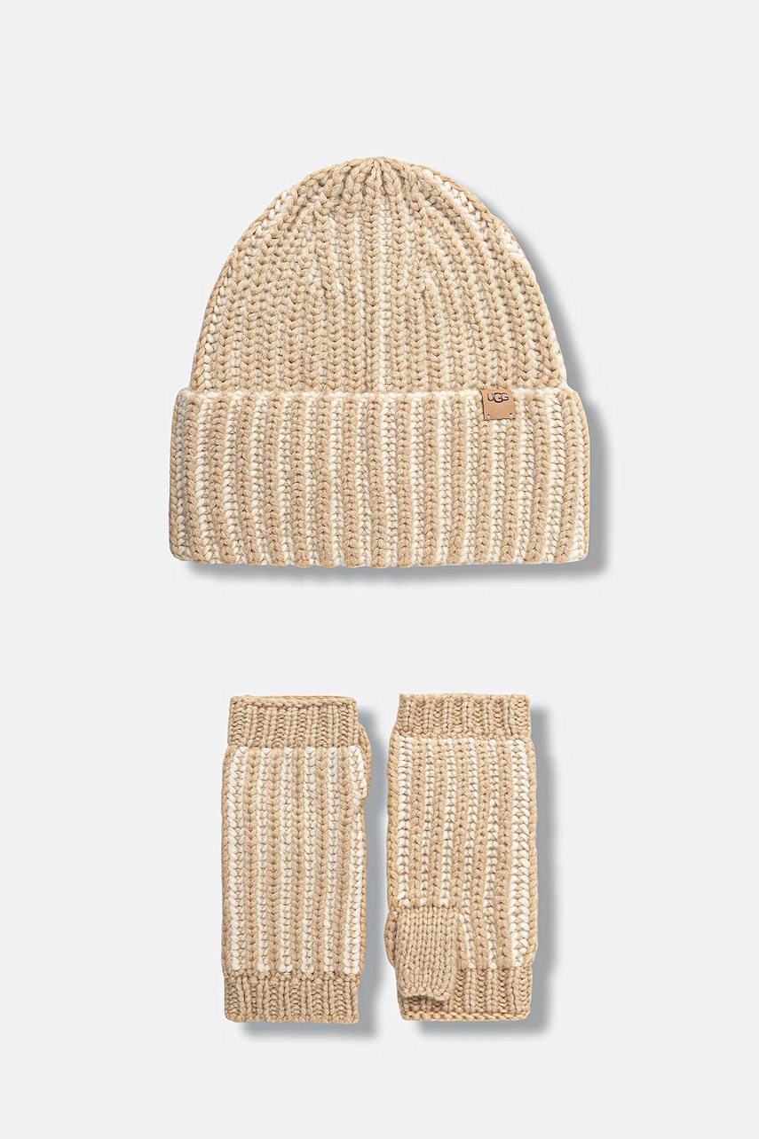 Čepice a návleky na ruce s příměsí vlny UGG CHUNKY