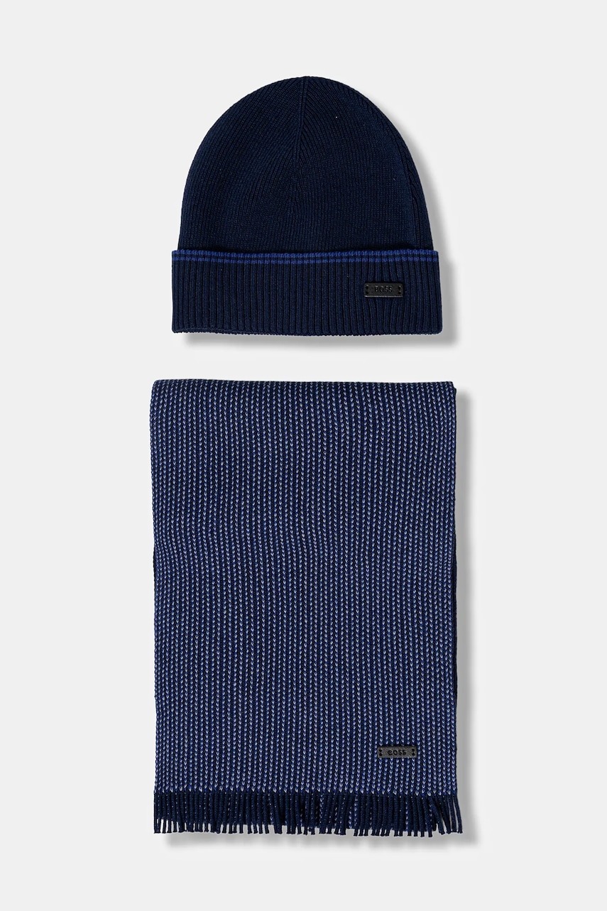 Čepice a šála s přídavkem vlny BOSS Hernesto_SET