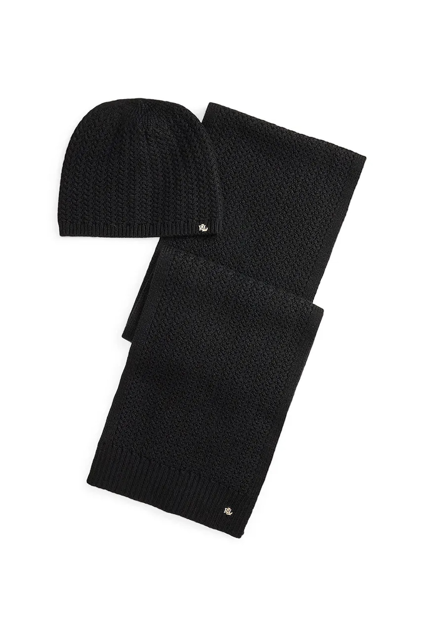 Čepice a šála s přídavkem vlny Lauren Ralph Lauren