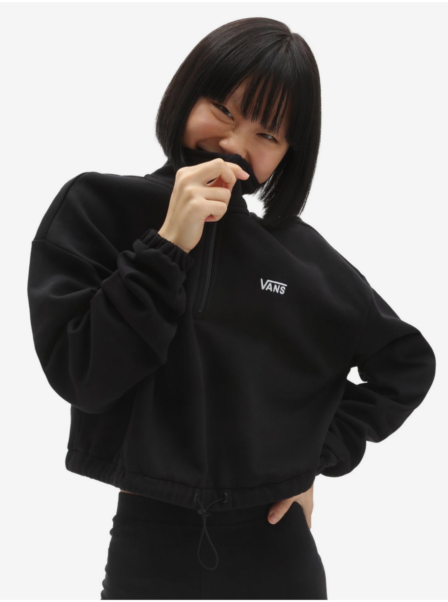 Černá dámská cropped mikina s kapucí VANS - Dámské