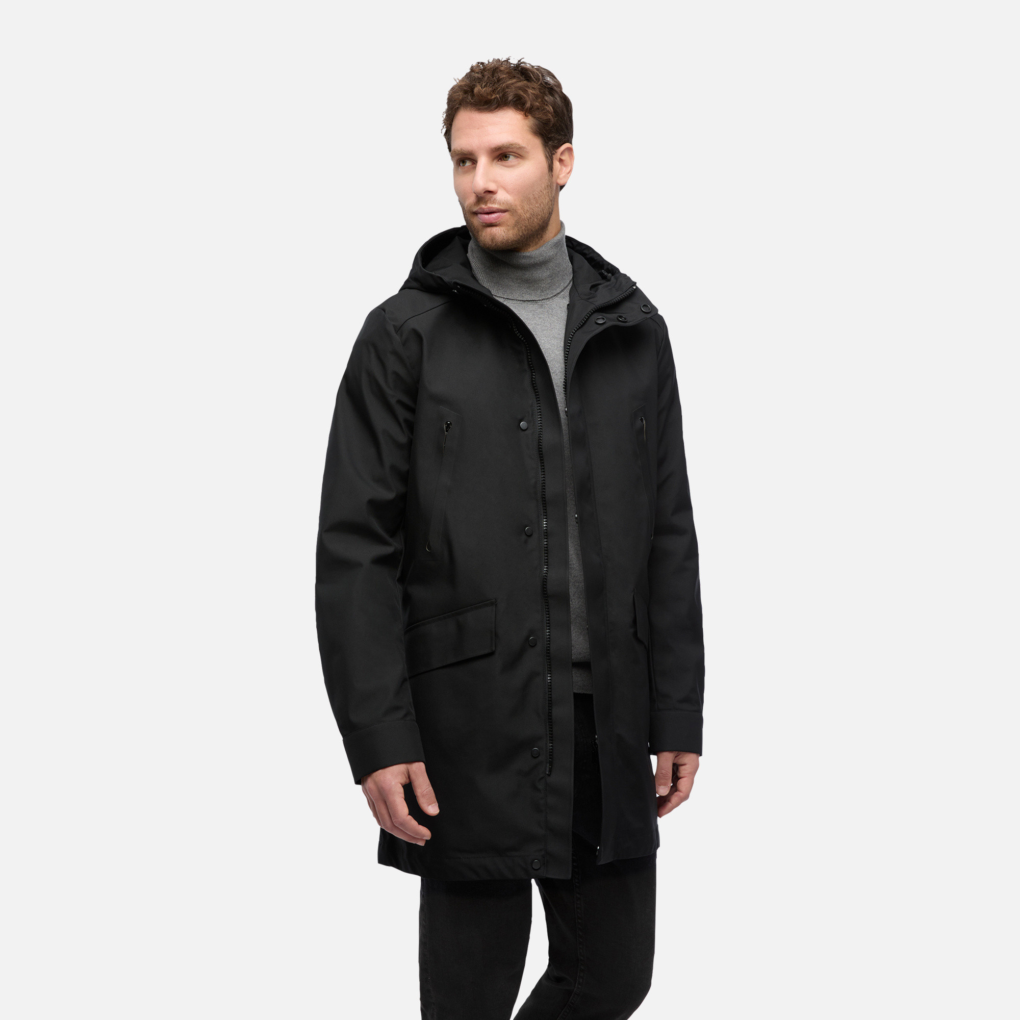 Černá pánská parka Geox Anyweco - Pánské