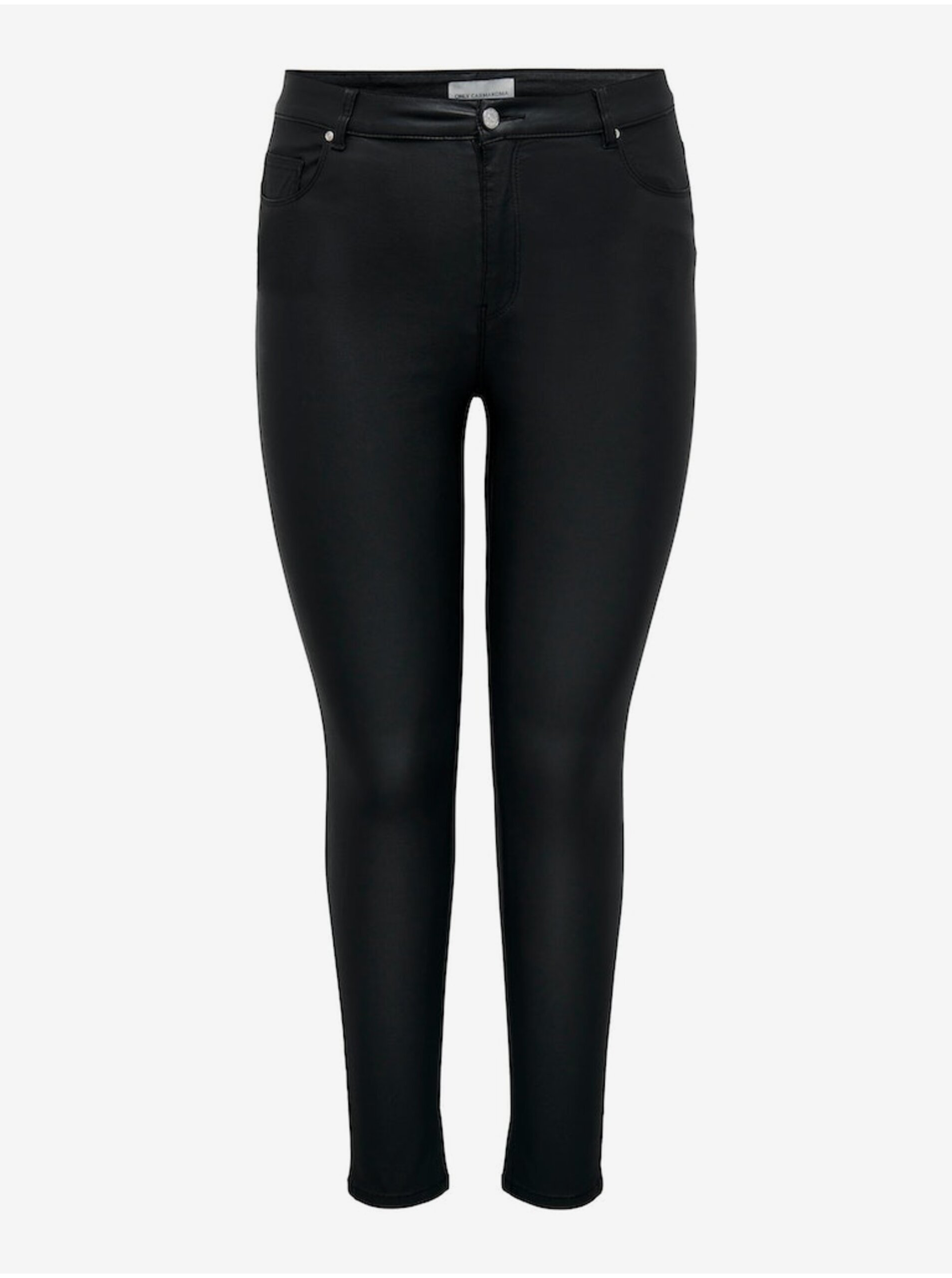 Černé dámské koženkové skinny fit džíny ONLY CARMAKOMA Anne - Dámské