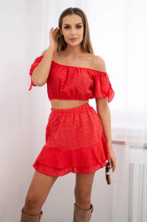 Červený vyšívaný set