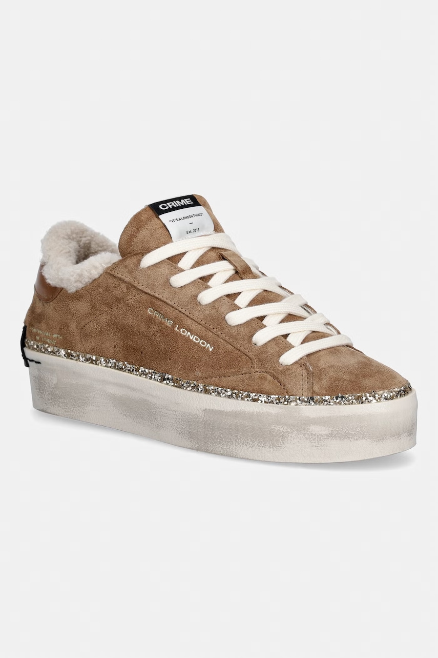 Crime London  DISTRESSED PLATFORM sneakers boty dámské semišové