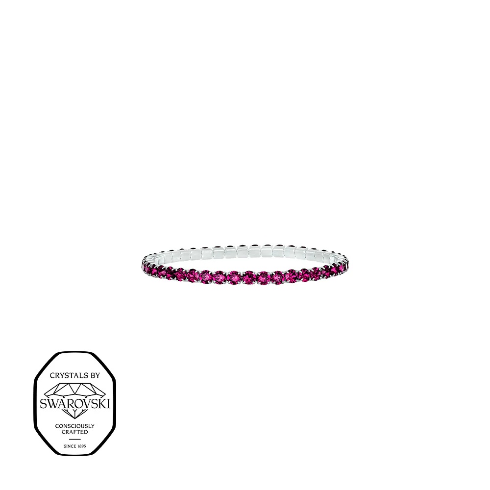 CRYSTalp Elastický tenisový náramek s fuchsiovými Swarovski krystaly Aura 22270.DRO.E