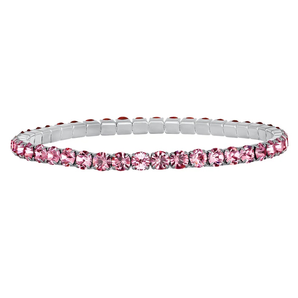 CRYSTalp Elastický tenisový náramek s růžovými Swarovski krystaly Aura 22270.LRO.E