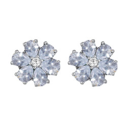 CRYSTalp Kytičkové náušnice s čirými krystaly Flower Kiss 42288.WHI.R