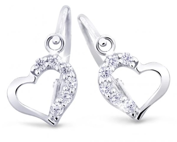 Cutie Diamonds Dětské srdíčkové náušnice z bílého zlata s brilianty DC2757-10-00-X
