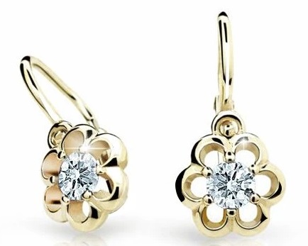 Cutie Diamonds Zlaté dětské náušnice Kytičky s brilianty DC1947-10-00-X