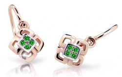 Cutie Jewellery Dětské bicolor náušnice z růžového zlata C2240-10-X-4 zelená