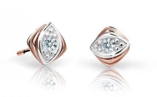 Cutie Jewellery Dětské náušnice z růžového zlata C1897-30-X-4 bílá