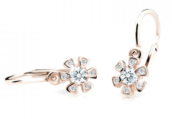Cutie Jewellery Dětské náušnice z růžového zlata C2156-10-X-4 bílá