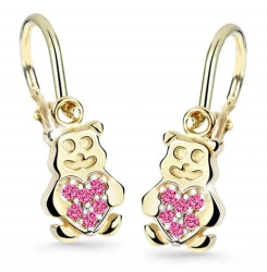 Cutie Jewellery Dětské náušnice ze žlutého zlata Medvídci C2751-10-X-1 fuchsiová