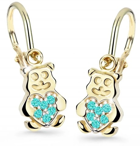 Cutie Jewellery Dětské náušnice ze žlutého zlata Medvídci C2751-10-X-1 světle zelená