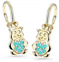 Cutie Jewellery Dětské náušnice ze žlutého zlata Medvídci C2751-10-X-1 světle zelená