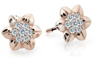 Cutie Jewellery Krásné dětské náušnice z růžového zlata C2202-30-X-4 bílá