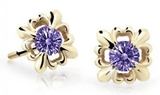 Cutie Jewellery Roztomilé dětské náušnice ze žlutého zlata C2212-30-X-1 fialová