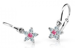 Cutie Jewellery Třpytivé dětské náušnice z bílého zlata C2118-10-X-2 fuchsiová