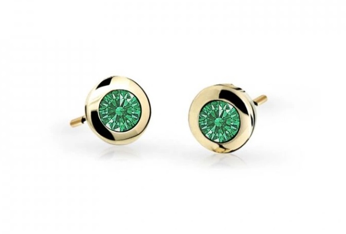 Cutie Jewellery Zlaté dětské náušnice C1537-30-X-1 zelená