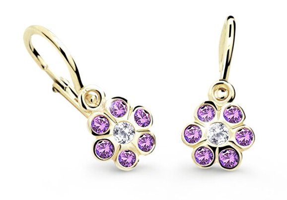 Cutie Jewellery Zlaté dětské náušnice C1737-10-X-1 fialová