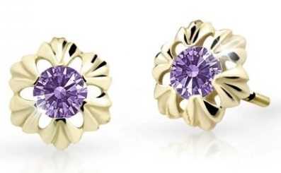 Cutie Jewellery Zlaté dětské náušnice C2213-30-X-1 fialová