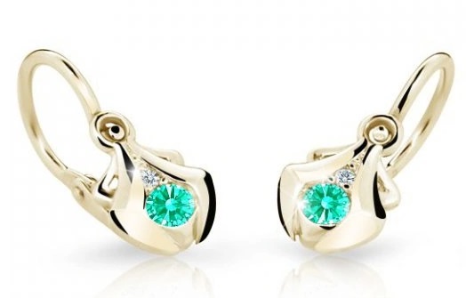 Cutie Jewellery Zlaté dětské náušnice C2224-10-X-1 světle zelená