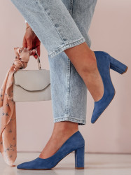 Czółenka damskie na słupku STELMI niebieskie Dstreet