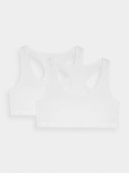 Dámská bavlněná podprsenka pro každodenní nošení 4F (2 Pack) - bílá