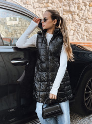 Dámská černá prošívaná vesta s kapucí