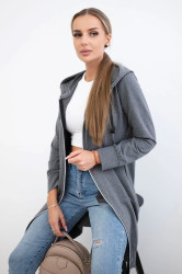 Dámská dlouhá mikina s kapucí Kesi - tmavě šedý melanž