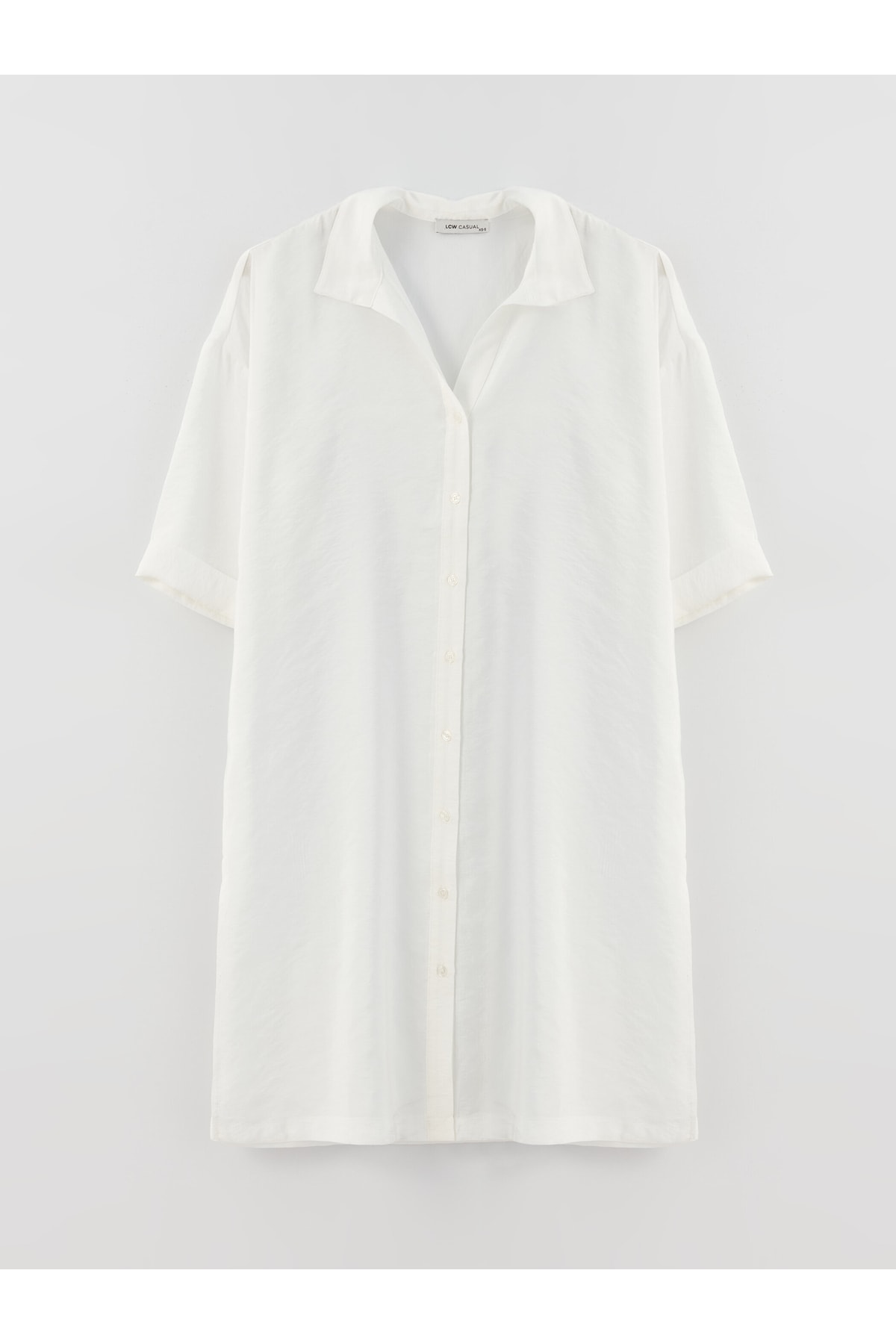 Dámská košile LC Waikiki s límečkem, rovný střih, krátký rukáv, oversized tunika