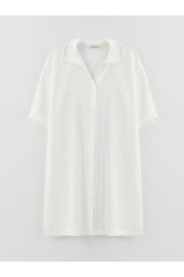 Dámská košile LC Waikiki s límečkem, rovný střih, krátký rukáv, oversized tunika