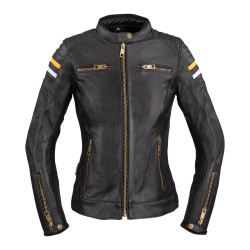 Dámská kožená moto bunda W-TEC Stripe Lady černá XS