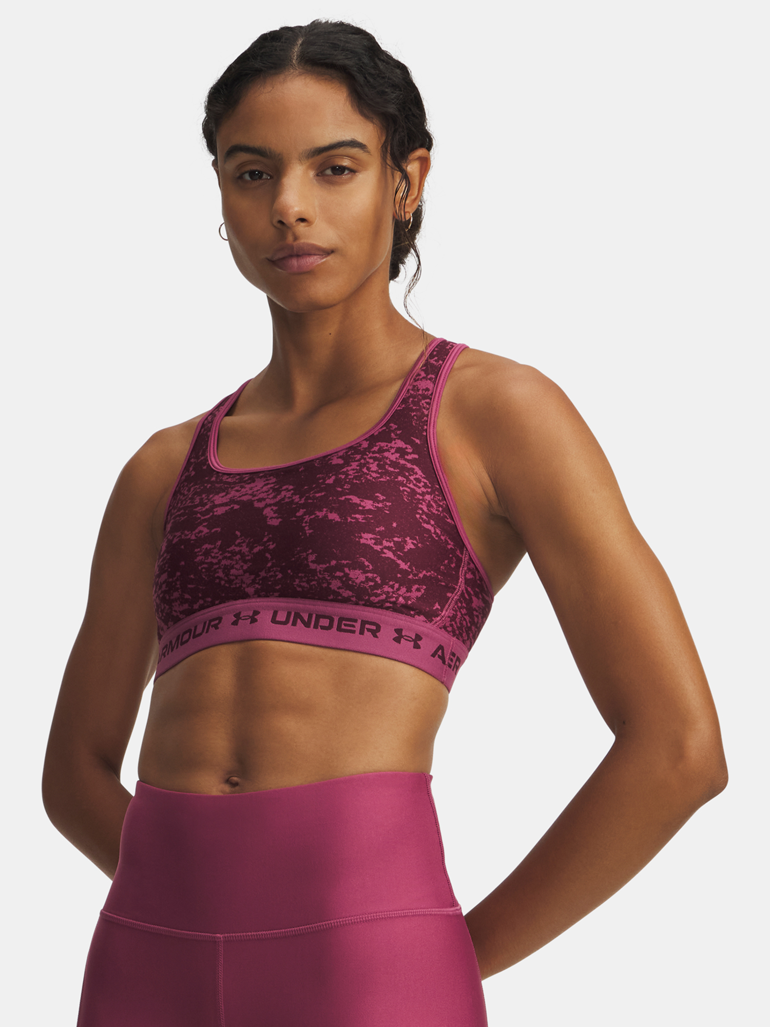 Dámská podprsenka Under Armour Crossback Mid Print-RED - Dámské