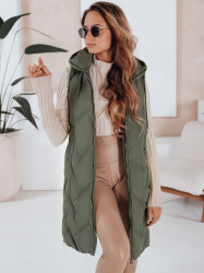 Dámská zelená vesta s kapucí