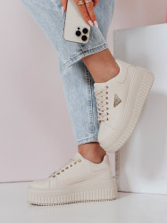 Dámské béžové sneakersy na platformě