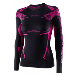 Dámské funkční triko Brubeck Dry s dlouhým rukávem Black/Fuchsia S