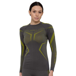 Dámské funkční triko Brubeck Dry s dlouhým rukávem LS1736W Grey/Lime S