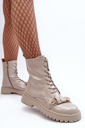 Dámské lesklé workery s ozdobou