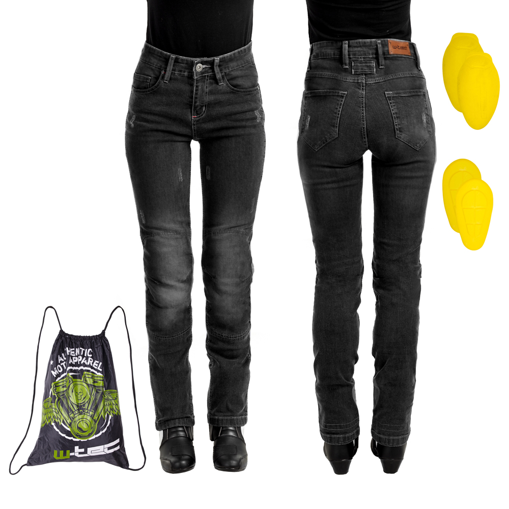 Dámské moto jeansy W-TEC Panimali černá XS prodloužená délka