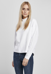 Dámské oversized High Neck Crew bílé