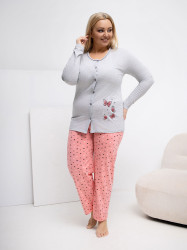 Dámské plus size pyžamo s motivem motýlů