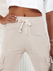 Dámské pruhované kalhoty CHICCORD beige Dstreet