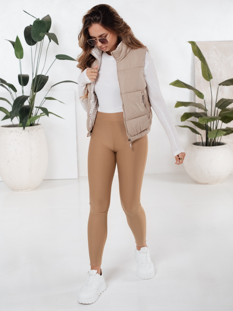 Dámské push-up legíny v camel barvě