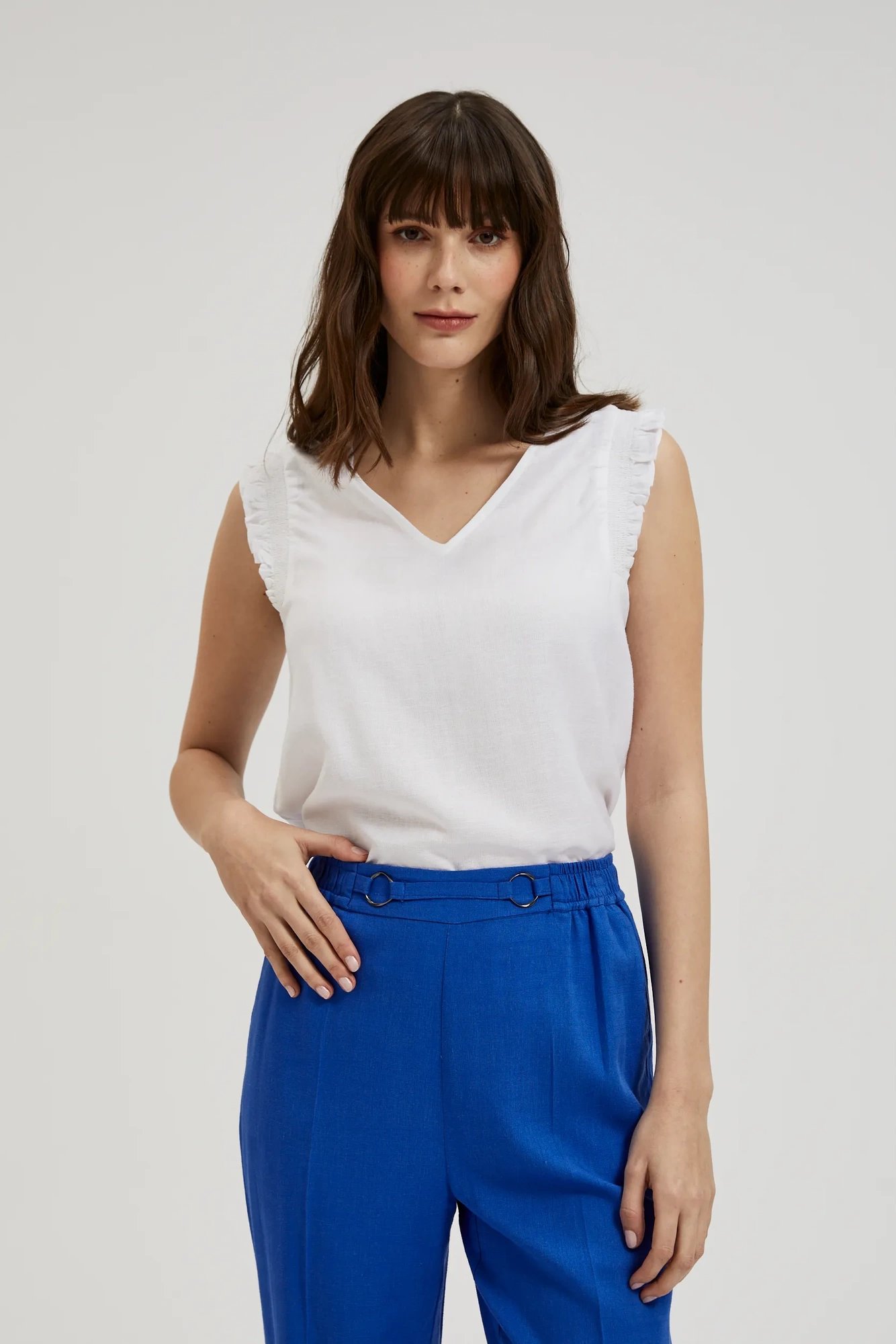 Dámské tílko s volány MOODO - bílá