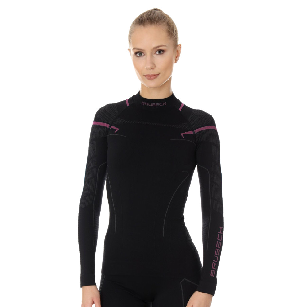 Dámské triko Brubeck Thermo s dlouhým rukávem Black/Pink XS