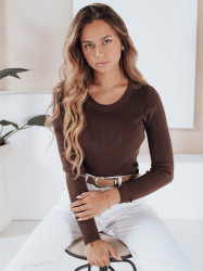 Damski sweter prążkowany NOLVIE brązowy Dstreet