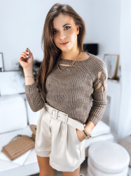 Dámský ažurový svetr LAYSI Barva béžová DSTREET