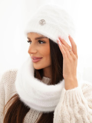 Dámský set čepice a snood bílá