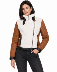Dámský shearling kabát - 11Z8235 Camel